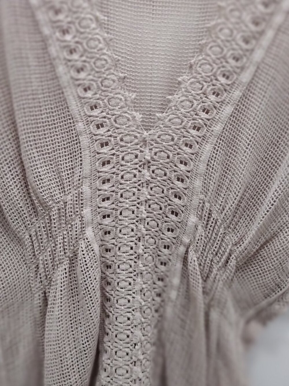 Seaspice Resort Wear Crochet Knit Cover Up Dress Caftan Large Beige Boho Coastal - Picture 7 of 8